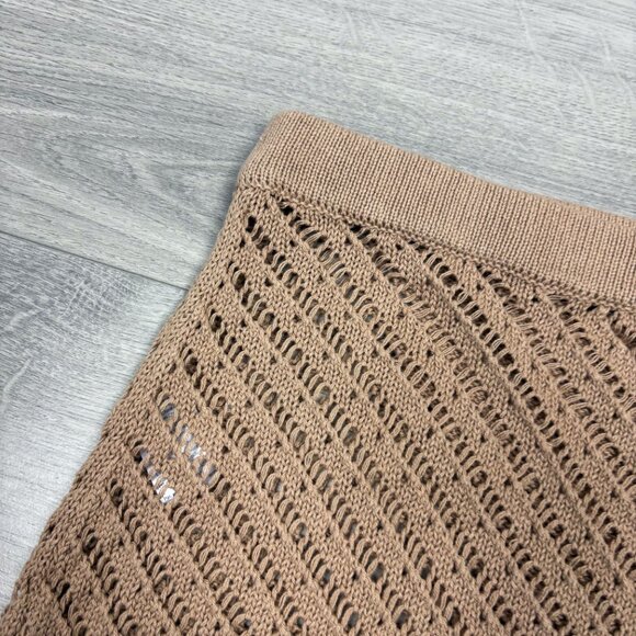 NWT Knix Crochet-Knit Maxi Beach Skirt Cover-Up Taupe Tan M/L - Picture 8 of 9